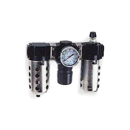 Arrow Pneumatics Arrow 1/2" Modular FRL W/O End Ports D33454W, Gauge, Metal Bowl W/Sight, Manual & Ultra Fog LUBR D33454W